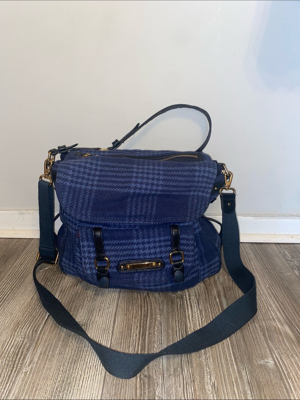 Juicy Couture Plaid Canvas Messenger Shoulder Bag